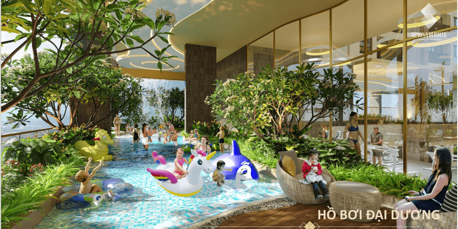 Hồ bơi đại dương và khu vui chơi trẻ em tại Simona Heights Quy Nhơn không gian an toàn cho gia đình