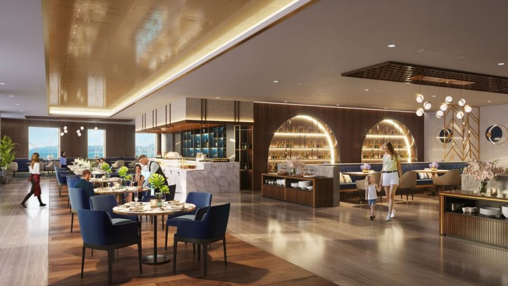 Nhà hàng cao cấp The Sailing Quy Nhơn với không gian ẩm thực sang trọng và khu lounge hiện đại tại căn hộ trung tâm