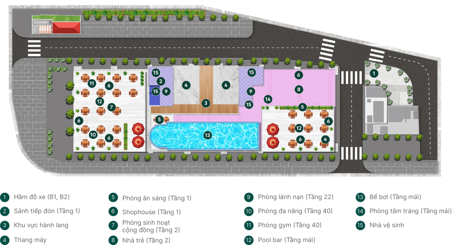 Mặt bằng tổng thể tiện ích căn hộ Altara Residences Quy Nhơn
