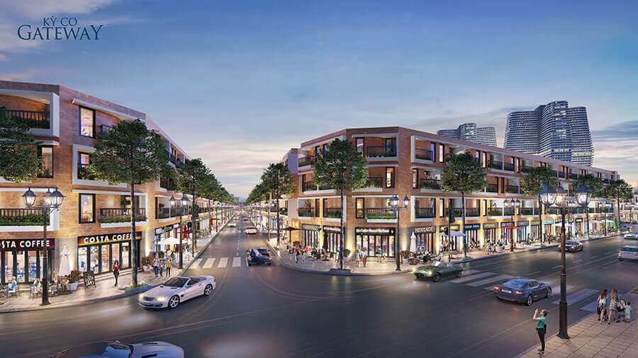 Phối cảnh thiết kế mẫu nhà phố góc thương mại đẳng cấp Kỳ Co Gateway Nhơn Hội New City Phân khu 9