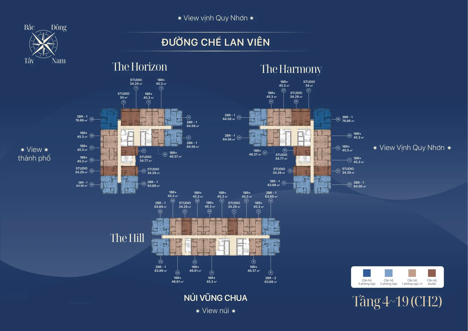 Mặt bằng tầng 4-19 căn hộ Luvista Quy Nhơn