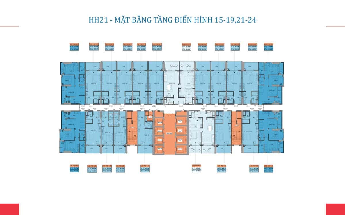 Mặt bằng tầng điển hình 15 19 21-24 tòa HH21 dự án Takashi Ocean Suite Quy Nhơn