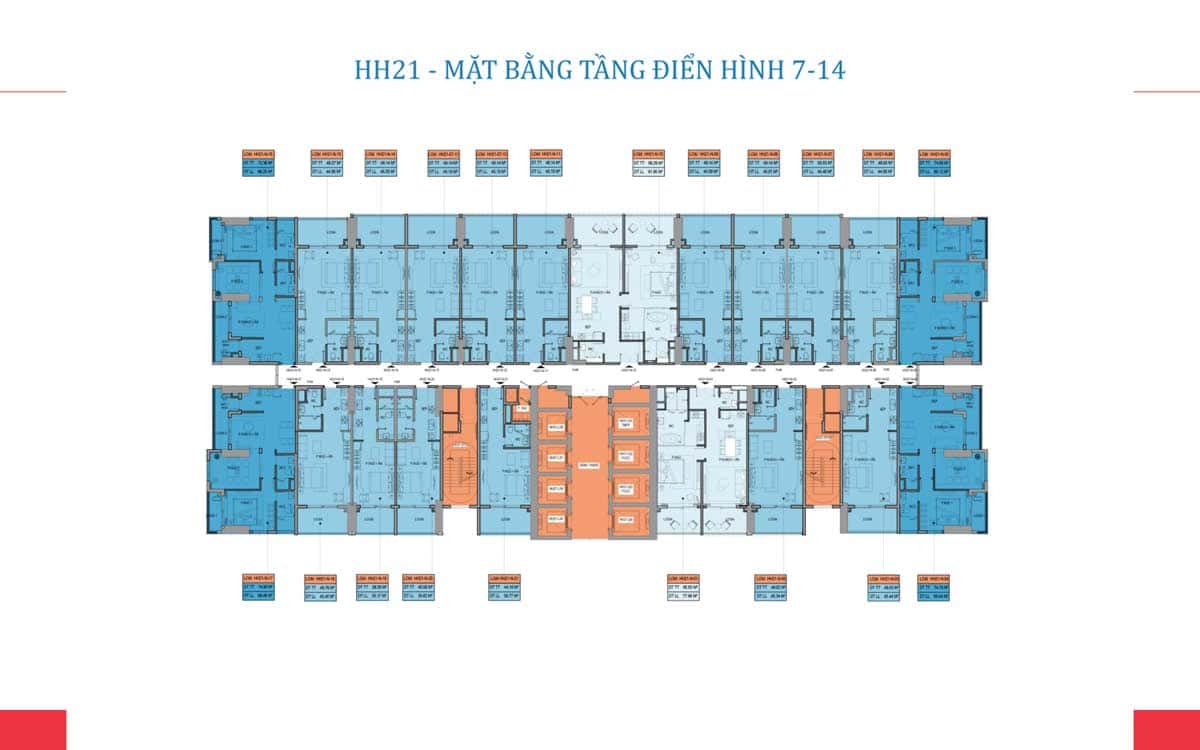 Mặt bằng tầng điển hình 7 đến 14 tòa HH21 dự án Takashi Ocean Suite Quy Nhơn