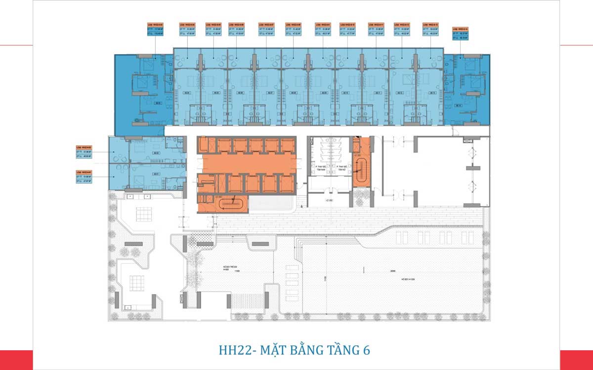 Mặt bằng tầng điển hình tầng 6 tòa HH22 dự án Takashi Ocean Suite Quy Nhơn
