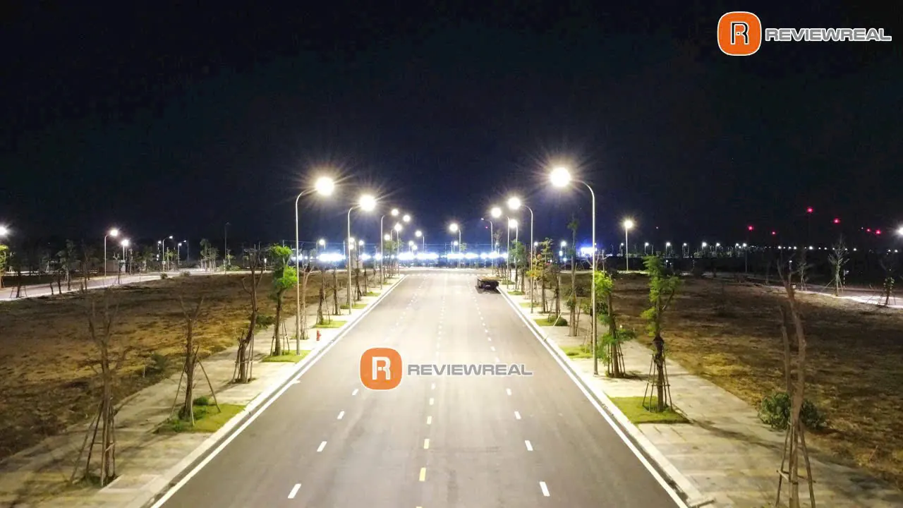 Hạ tầng và đường nội khu về đêm dự án Nhơn Hội New City Quy Nhơn