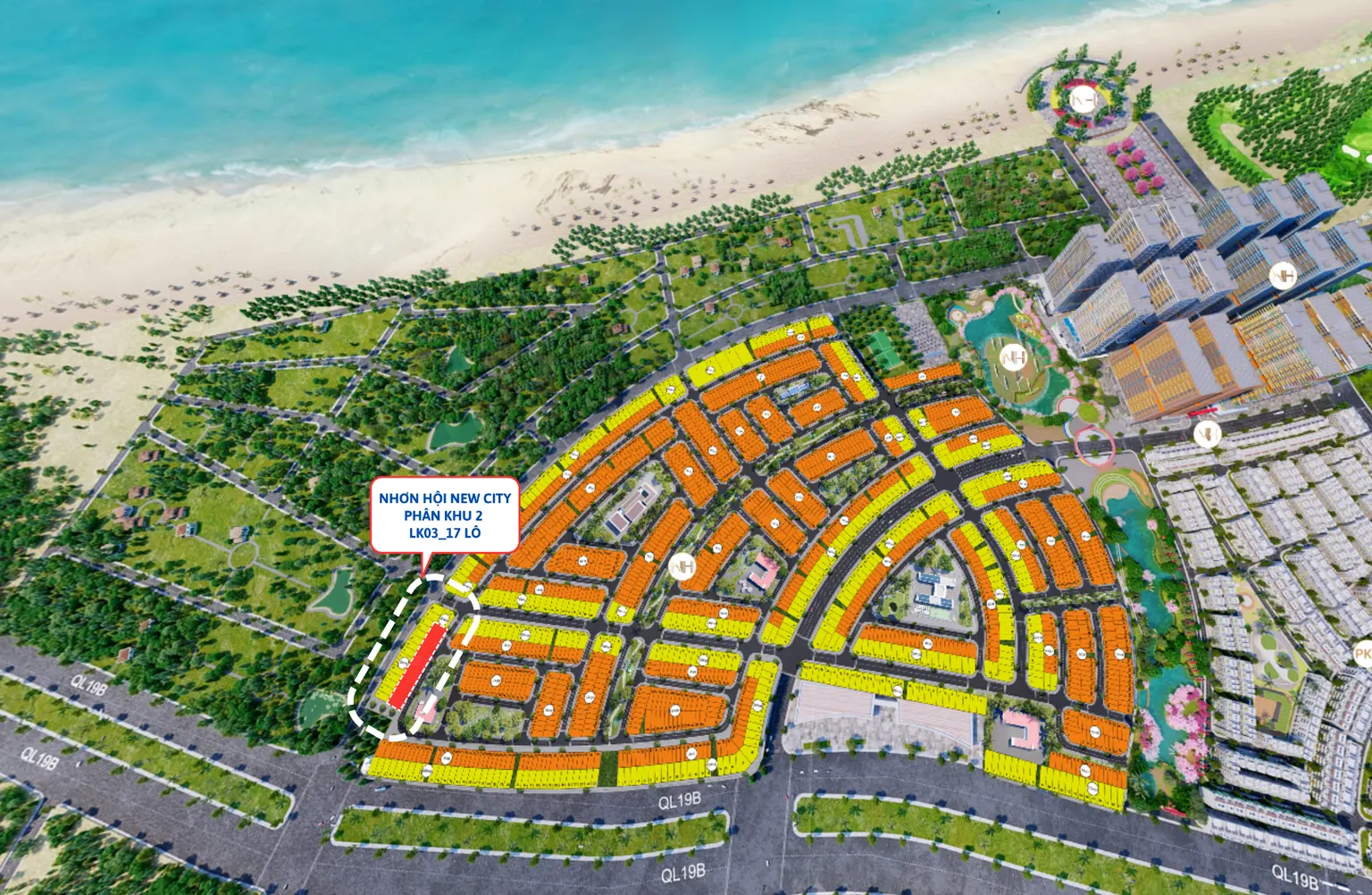 Vị trí lốc LK03 Phân khu 2 dự án Nhơn Hội New City