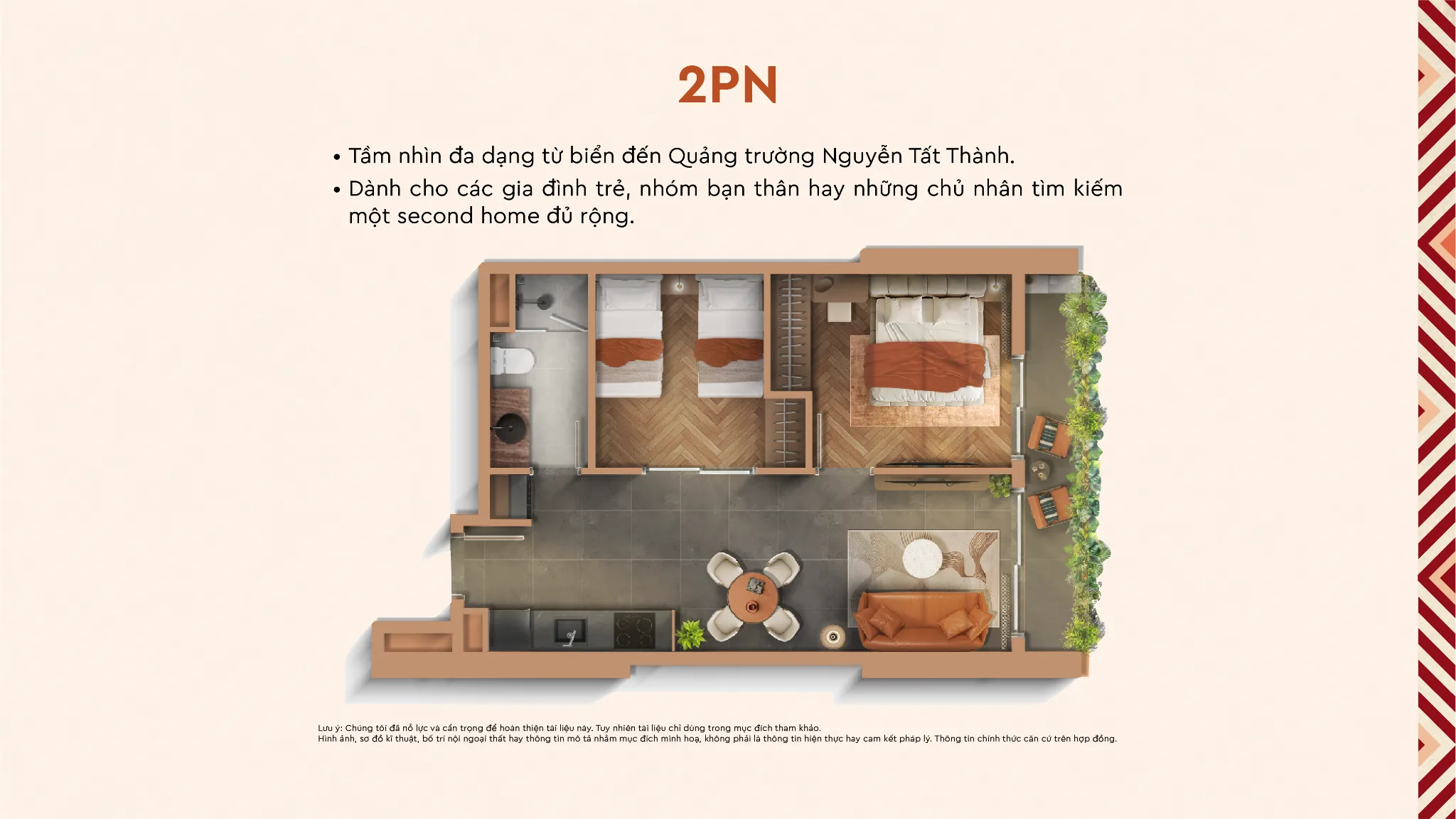 Mặt bằng căn hộ 2PN Q Terra Quy Nhơn thiết kế tối ưu cho gia đình