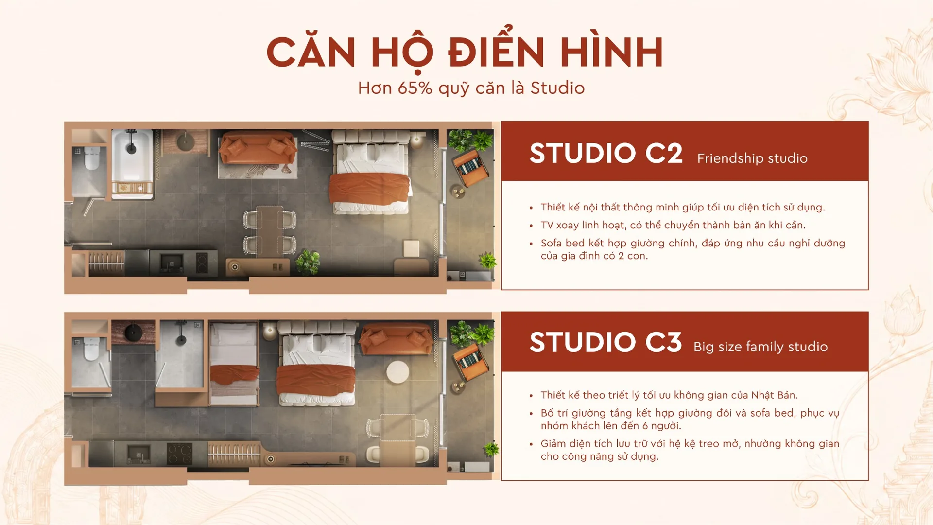 Thiết kế mặt bằng căn Studio Q Terra Quy Nhơn