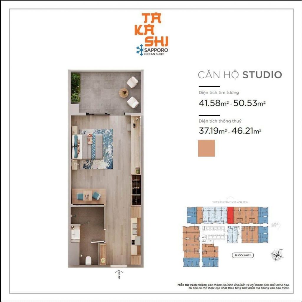 Thiết kế mặt bằng căn hộ Studio Takashi Ocean Suite Quy Nhơn