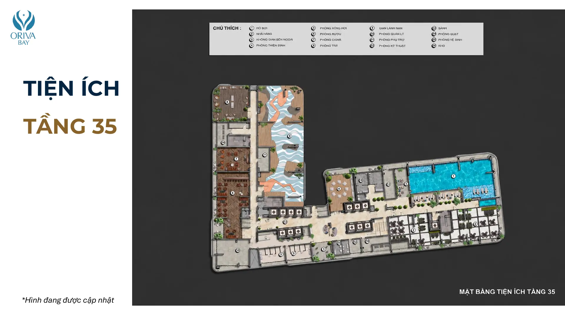 Mặt bằng tiện ích tầng 35 Oriva Bay Quy Nhơn