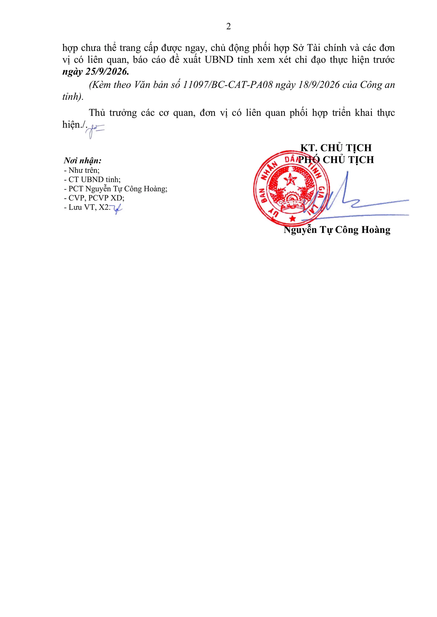 Công văn 11776 UBND tỉnh Gia Lai về Cảng hàng không Phù Cát trang 2