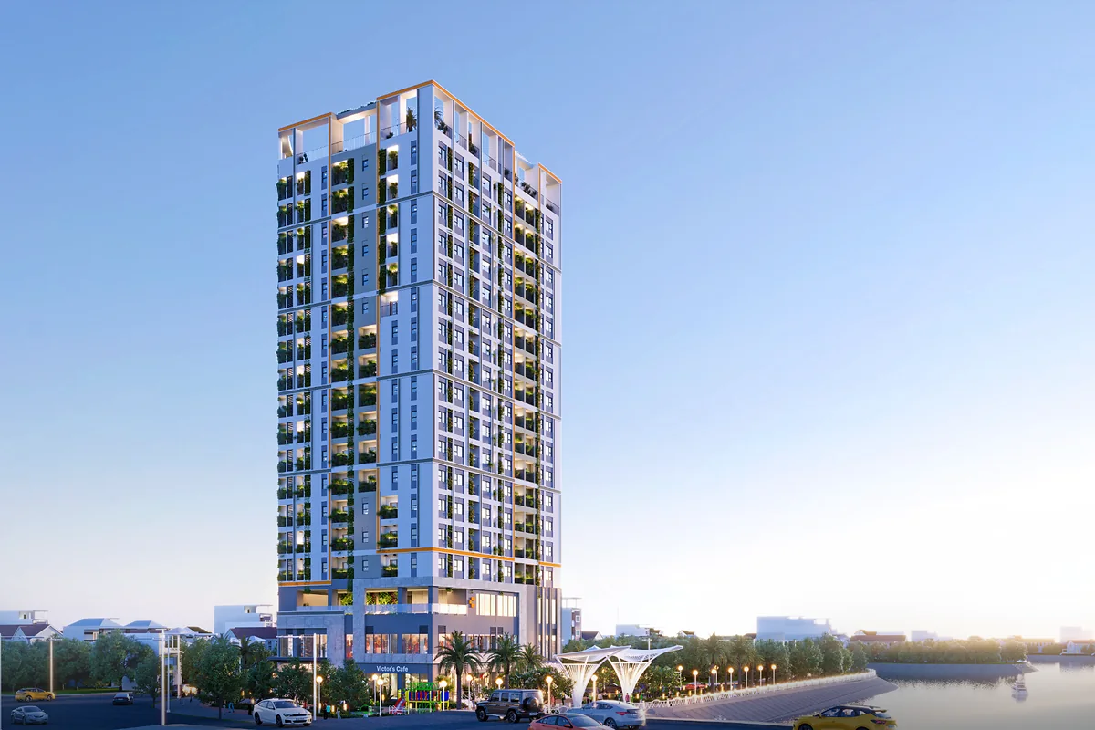 Cyra Estero Quy Nhơn nơi ánh dương gặp dòng sông Phối cảnh tổng thể Cyra Estero Quy Nhơn bên sông Hà Thanh