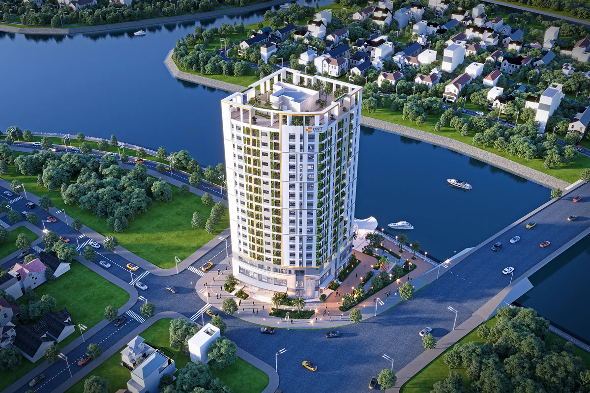 Toàn cảnh trên cao Cyra Estero Quy Nhơn Phối cảnh trên cao dự án Cyra Estero Quy Nhơn