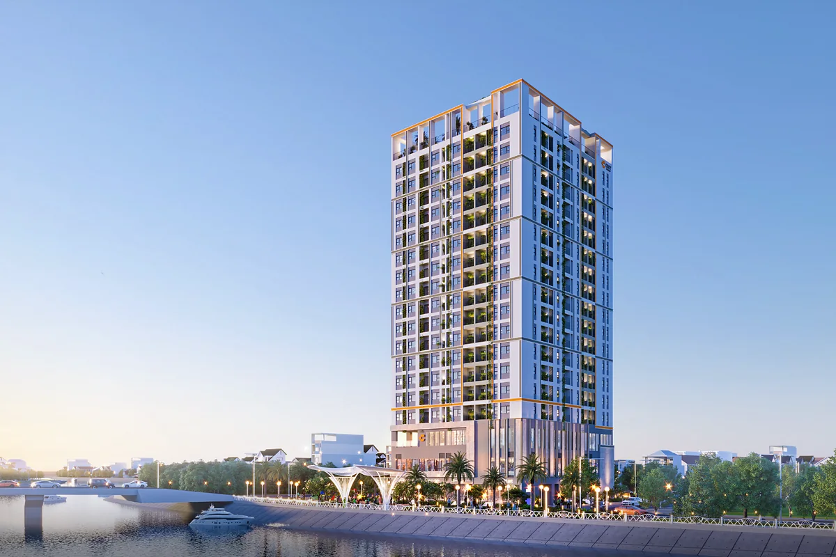 Không gian sống ven sông Hà Thanh tại Cyra Estero Quy Nhơn Phối cảnh Cyra Estero Quy Nhơn ven sông Hà Thanh