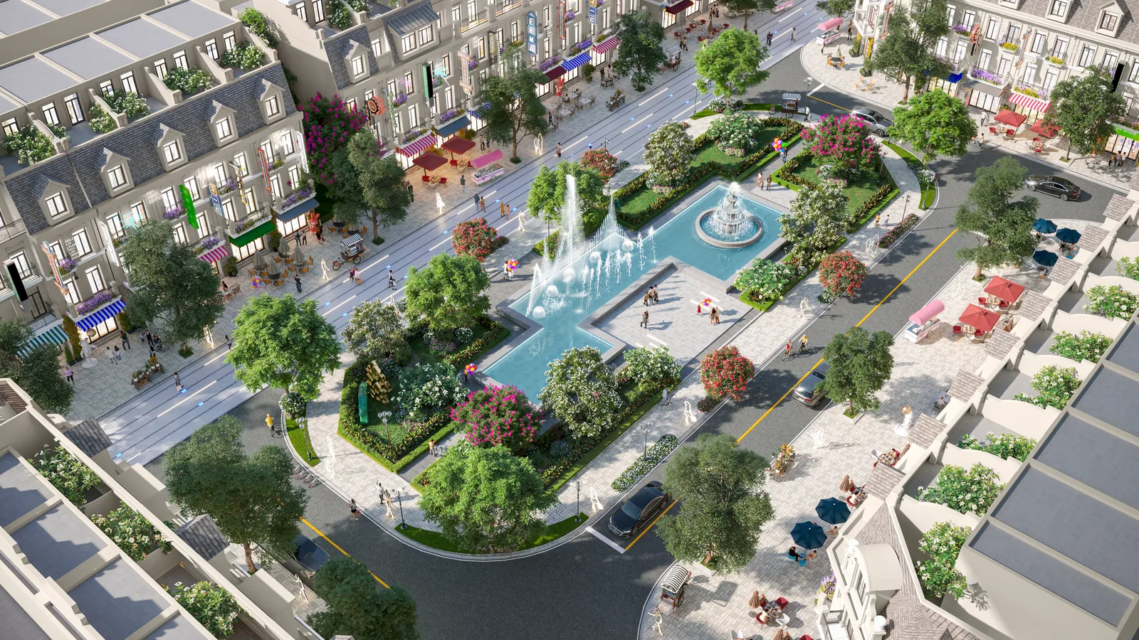Quảng trường đài phun nước Phú Gia Royal Park Phối cảnh quảng trường và đài phun nước Phú Gia Royal Park Quy Nhơn