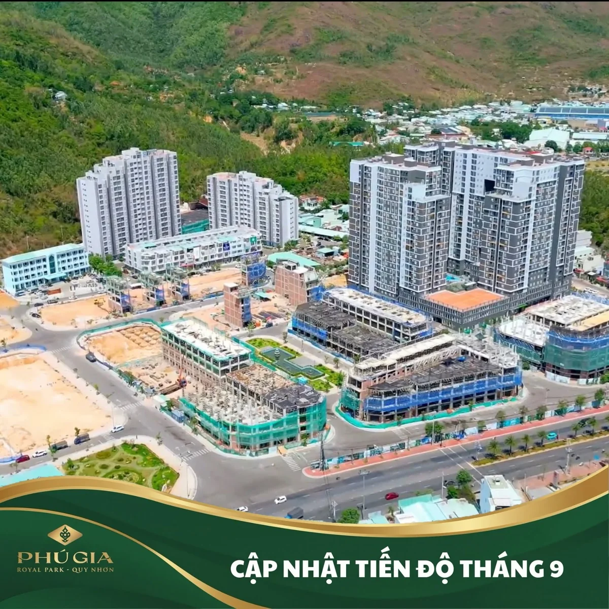 Tiến độ tổng thể Phú Gia Royal Park tháng 9/2026 Ảnh tiến độ tổng thể Phú Gia Royal Park Quy Nhơn tháng 9 năm 2026