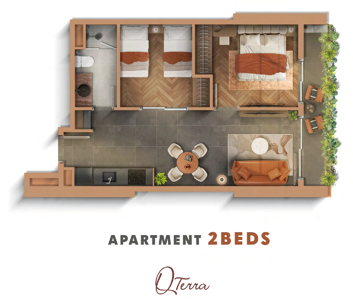 Thiết kế căn 2PN Q Terra Quy Nhơn