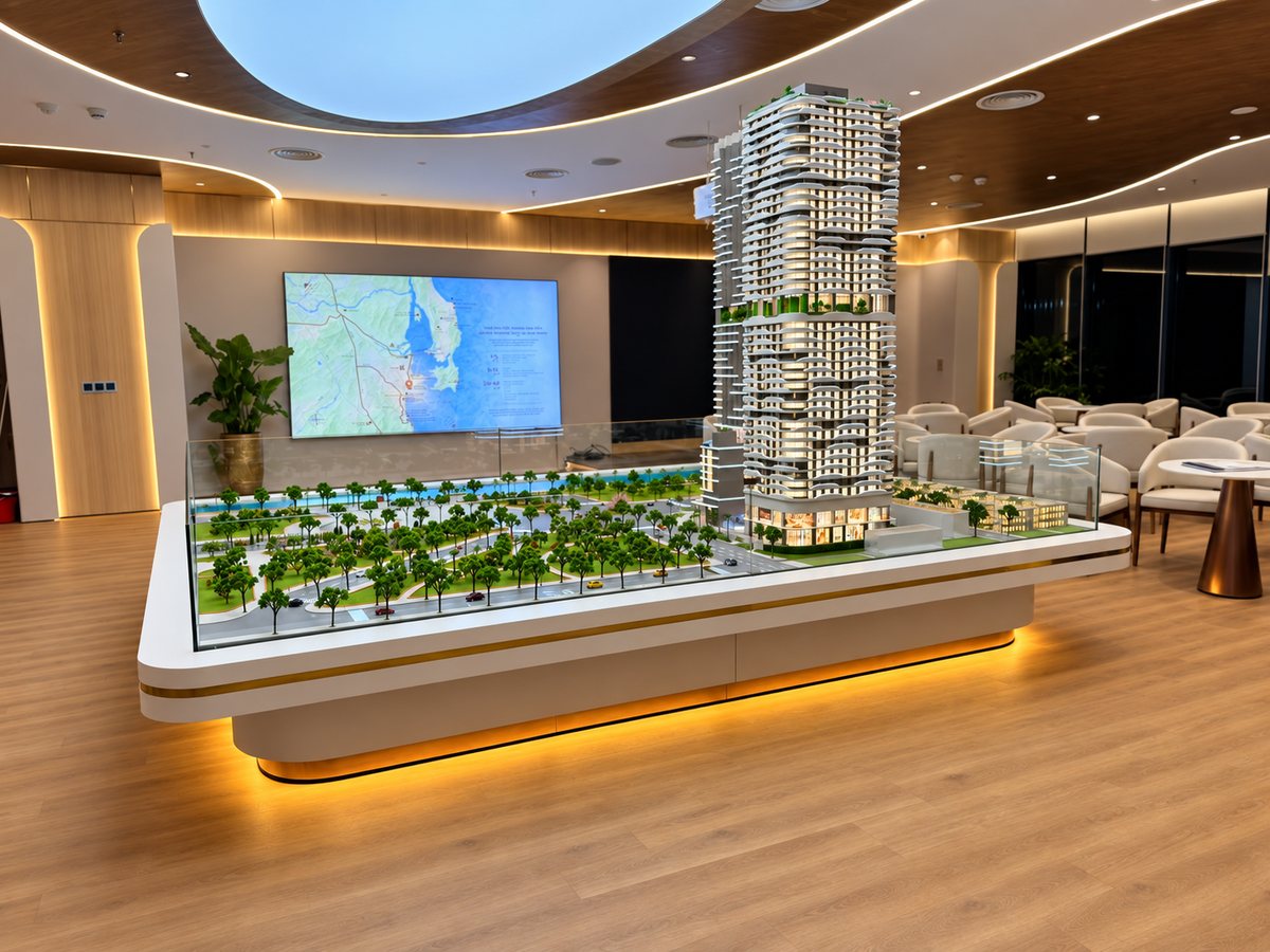 Toàn cảnh sa bàn Q Terra Quy Nhơn trưng bày tại Văn phòng bán hàng Hà Nội
