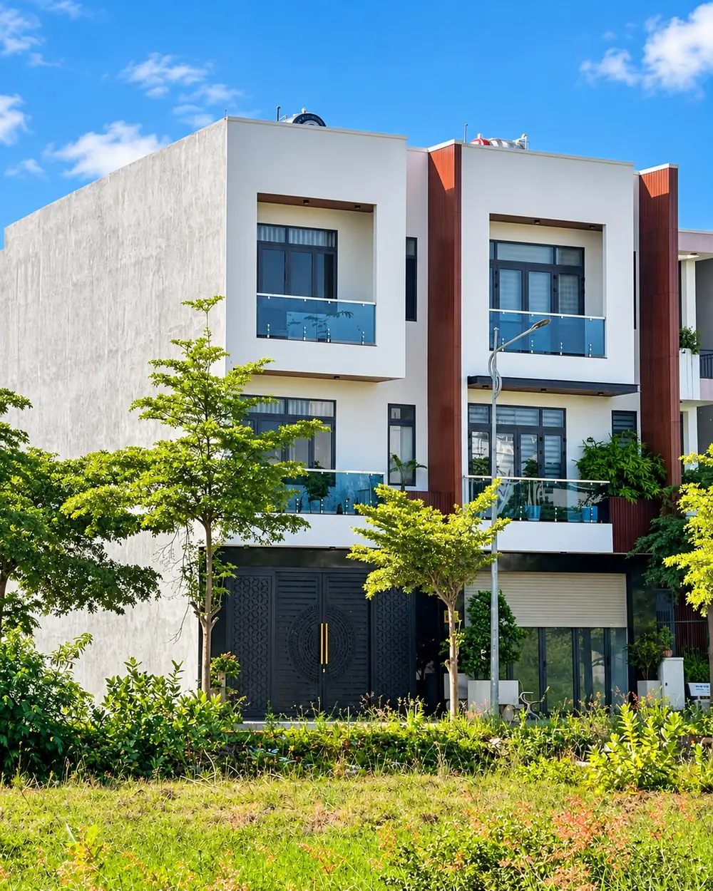 Nhà phố xây sẵn và cảnh quan cây xanh khu đô thị An Phú Thịnh
