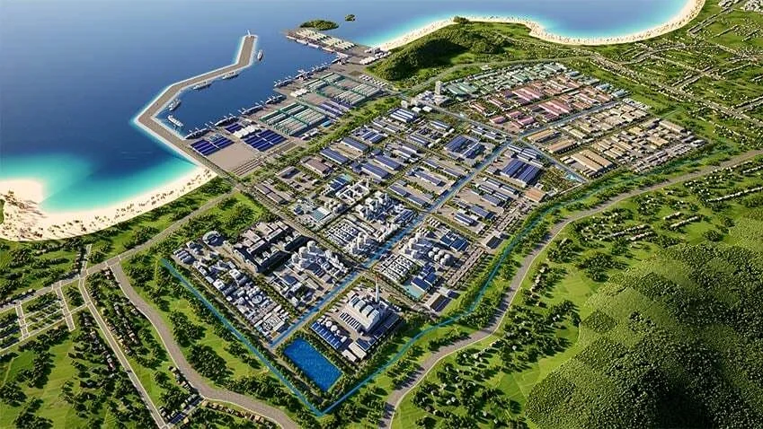 Phối cảnh minh họa công nghiệp cảng ven biển