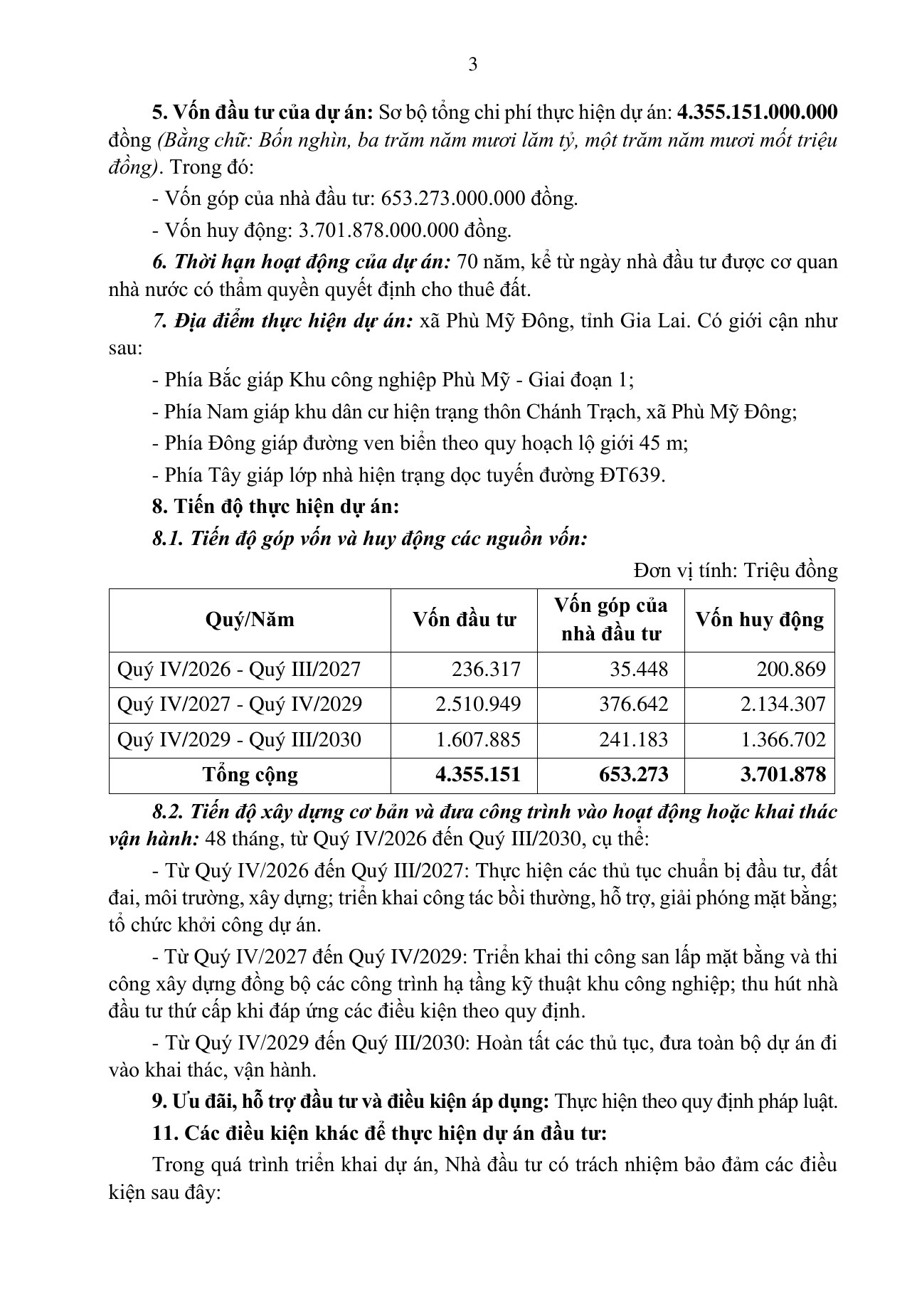 Trang 3 Quyết định 4426: vốn đầu tư và tiến độ